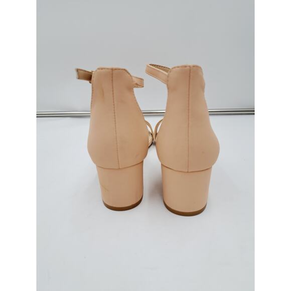 Party Creamy Tan Low Heel Comfort Ankle Open Toe Strap Sandals Outdoor Wedding 8 - Picture 5 of 9